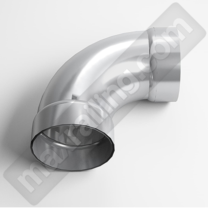 Ъгъл 90° с гривни за тръба Ø50мм. Елоксиран алуминий.